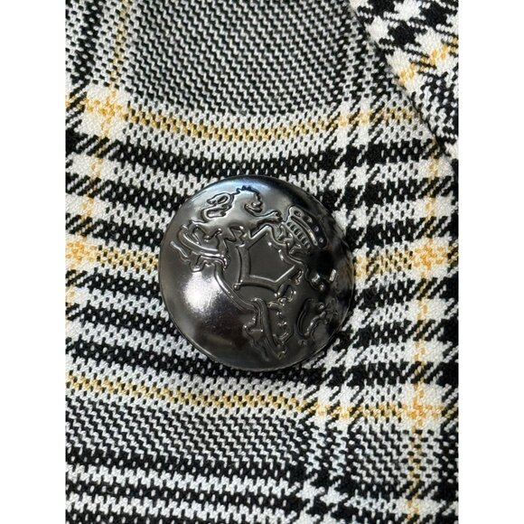 Banana Republic Double-Breast Plaid Blazer Cadet Jacket Gray Yellow Womens Sz 10 - Picture 2 of 8